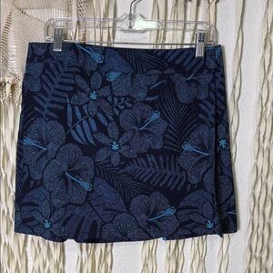Ripskirt Navy and Blue Hibiscus Flower Print Cover UP Wrap Skirt Size M